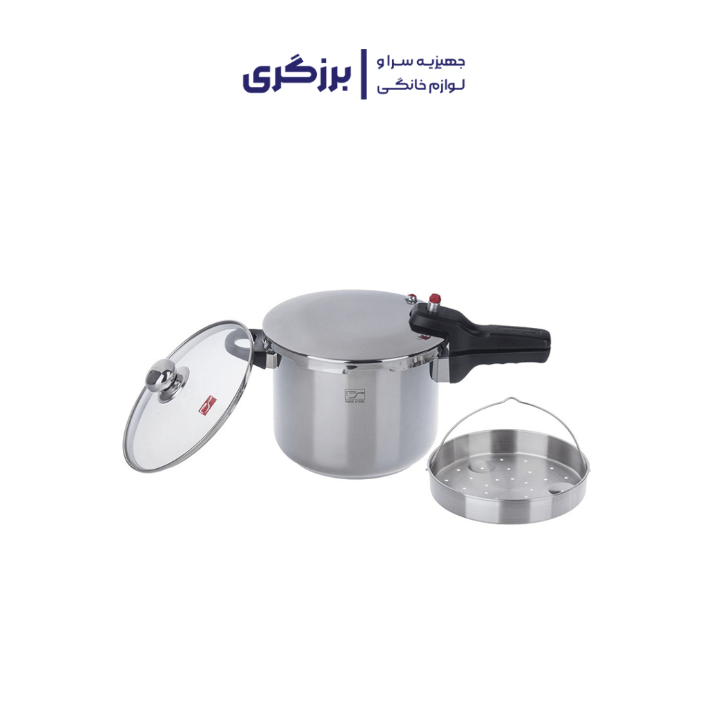 زودپز پارس استیل کف سه لایه (6 لیتر) با درب و بخارپز